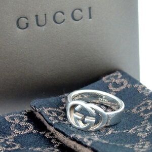 GUCCI Silver Ag925 Interlocking GG Logo Ring 😍